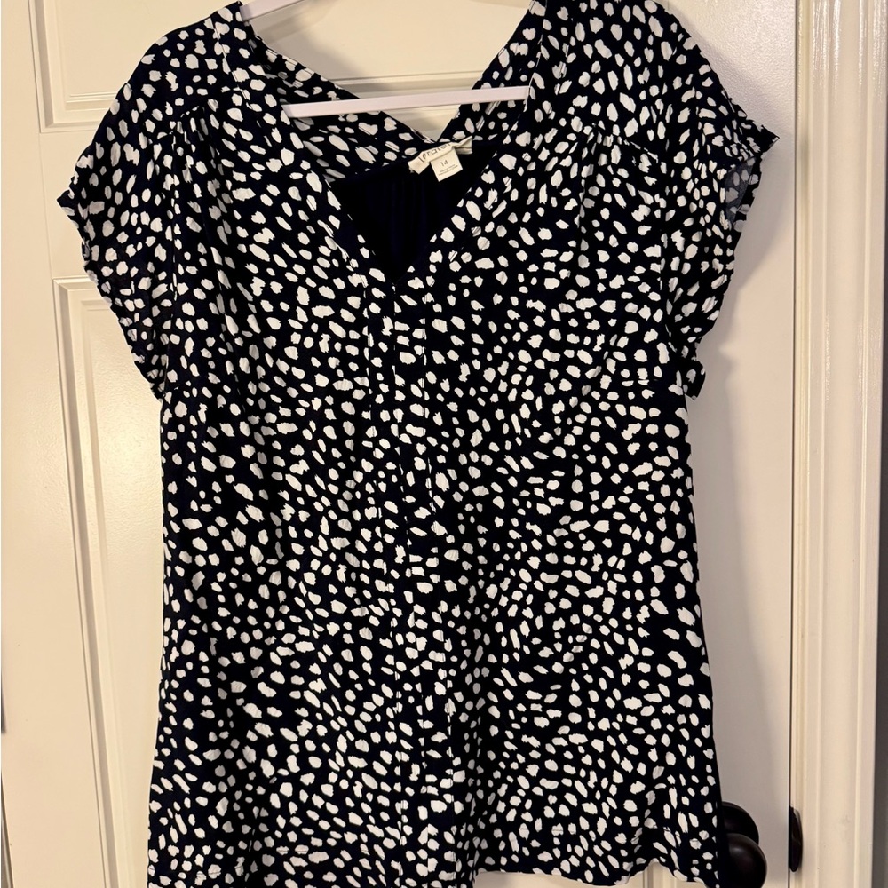 Loralette Navy and White Patterned Blouse